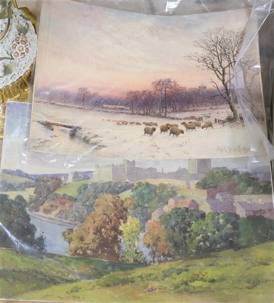 A collection of unframed landscape oils and watercolours, including William Graham Buxton (exh. 1885-1896), 29cm x 39cm & various